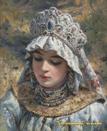 Схема вышивки по картине 3193 Русская красавица в головном уборе
